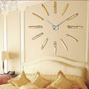 3D DIY Mirror Gold Surface Wall Clock