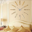 3D DIY Mirror Gold Surface Wall Clock