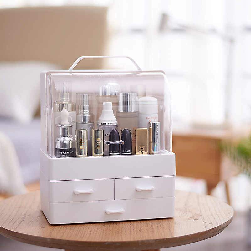 Portable Make Up Cosmetic Storage Box with Drawers and Lids