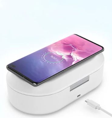 Multifunctional UV Sterilization Box Wireless Fast Charging Portable Mobile Phone Cosmetics Ultraviolet Disinfection Lamp White